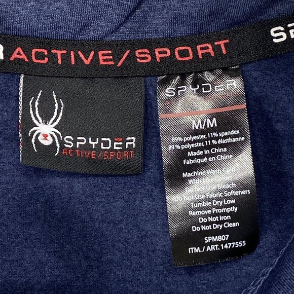 SPYDER 1/4 Zip Shirt Mens Medium Blue Base Layer Quick Dry Pullover Activewear - Picture 13 of 14